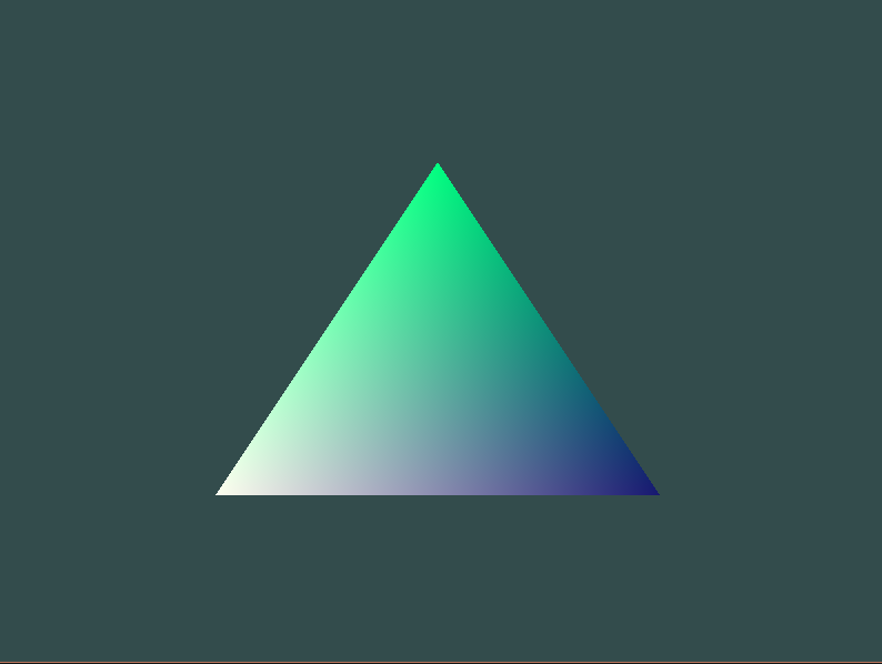 image with a multi color (blue, white, teal) triangle on a bluish green background